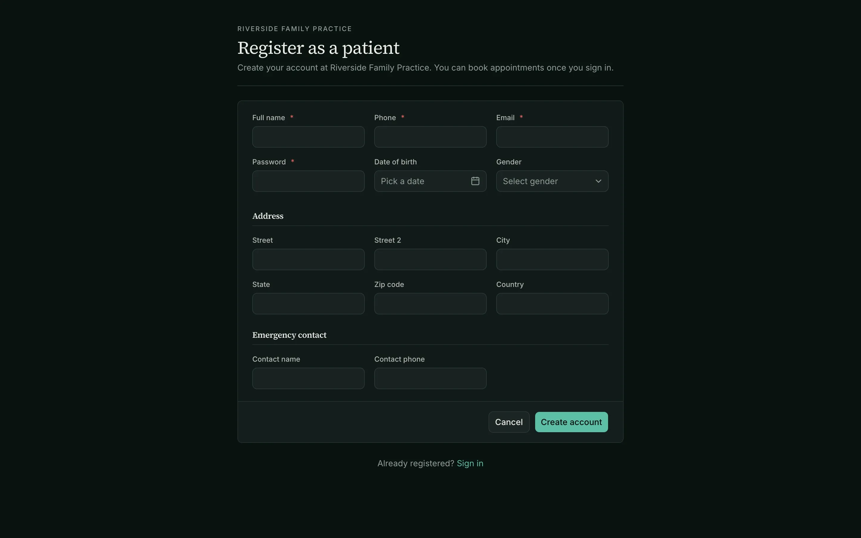 Meridian — Patient self-registration